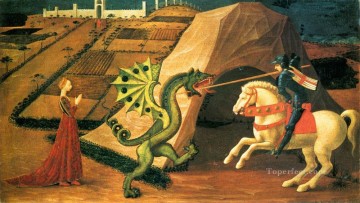  George Art Painting - St George And The Dragon 1458 early Renaissance Paolo Uccello
